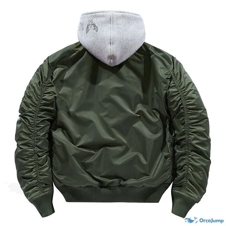 OrcaJump - Premium Baseball Jacket with Removable Cap: Outdoor Pilot Flight Jacket, Thickened Baseball Uniform, Short Tactical Stand Collar Outerwear Air Force Jacket, Coat Pocket, Flight Jacket, Baseball Jacket, Cotton Pads, Coat Fashion, Stand Collar, Air Force, Mens Jackets