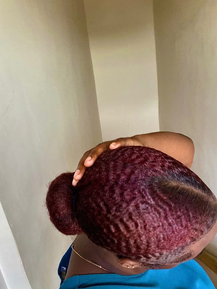 4c Burgundy Hair, Burgundy 4c Hair, Low Bun On Natural Hair, Low Bun Natural Hair, Ponytails Ideas, Burgundy Natural Hair, Bun On Natural Hair, 4c Natural Hairstyles Short, Hairstyles Afro