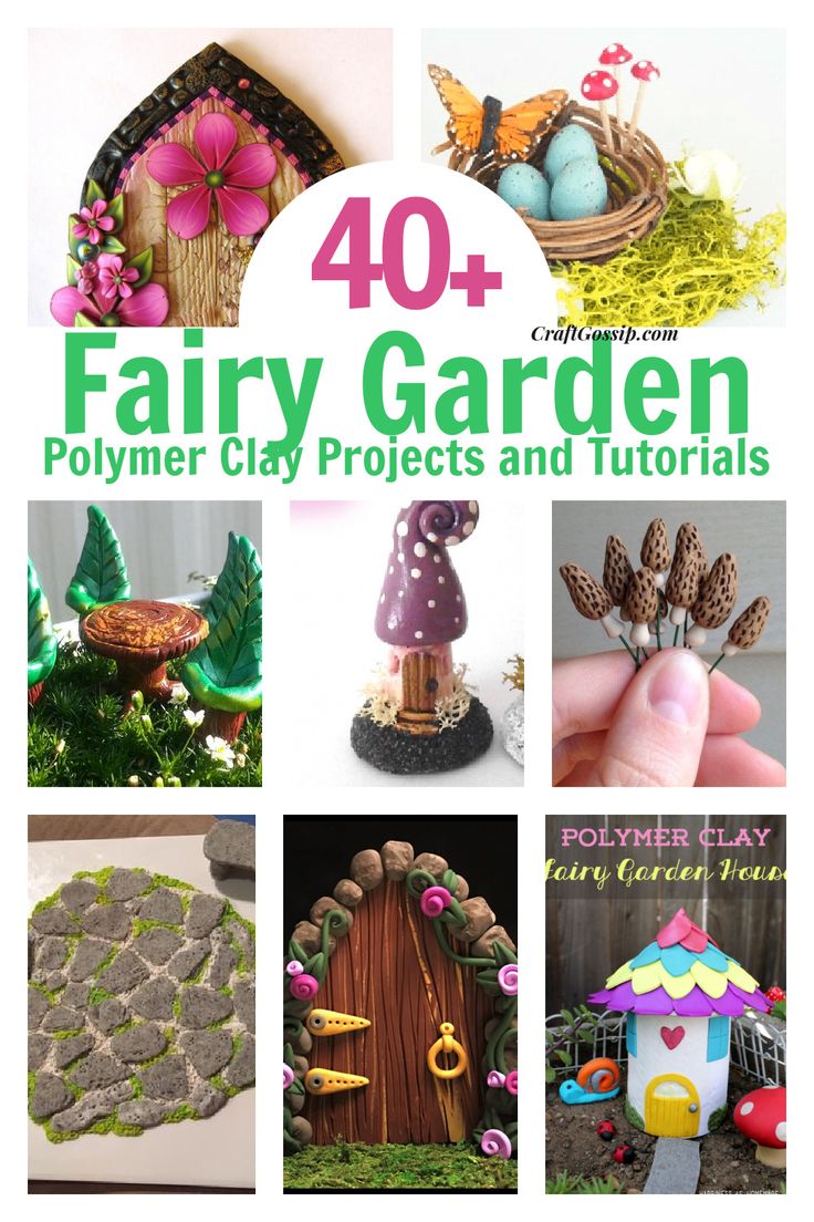 the cover of 40 + fairy garden polymer clay projects and crafts