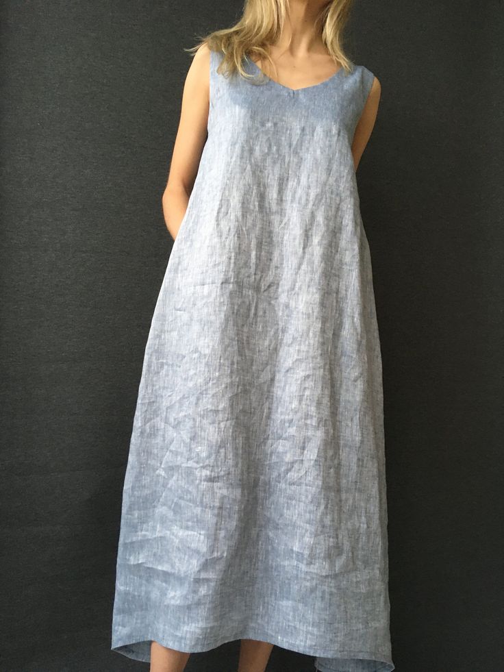 "Linen dress for women, it's elegant, minimalist, and is sure to compliment every occasion, from formal gatherings to outings with friends. Made from 100% European flax, length in front is ± 120 cm(47\"), on back 138 cm(54\") Before placing an order, check the approximate measurements given below. If you are unsure about your size or would like to adjust the length of the item, you could leave your personal measurements (height, bust, waist and hips) in a personalization box. SIZE and FIT Size X Plain Linen Dress For Spring, Plain Linen Beach Dress, Plain Linen Spring Dress, Linen Dress With Straight Neckline For Daywear, Plain Cotton Shift Dress, Elegant Relaxed Fit Unlined Dresses, Elegant Unlined Relaxed Fit Dresses, Elegant Relaxed Fit Dress, Unlined A-line Linen Dress