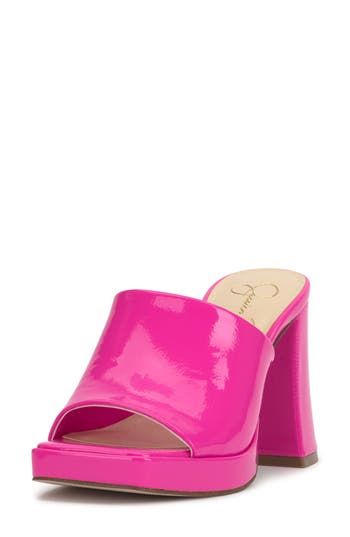 A subtle platform and chunky block heel elevate a retro-inspired slide sandal that will complement your trendsetting looks. 3 1/2" heel; 3/4" platform Elastic gore inset Leather upper/synthetic lining and sole Imported Summer Slide Heels With Stacked Heel, Summer Pink Block Heels With Sculpted Heel, Pink Block Heels With Sculpted Heel For Summer, Modern Pink Slides For Summer, Synthetic Platform Slide Heels, Modern Slides With Padded Heel For Summer, Synthetic Open Toe Slides With Stacked Heel, Chic Synthetic Slides With Padded Heel, Summer High Heel Platform Slides