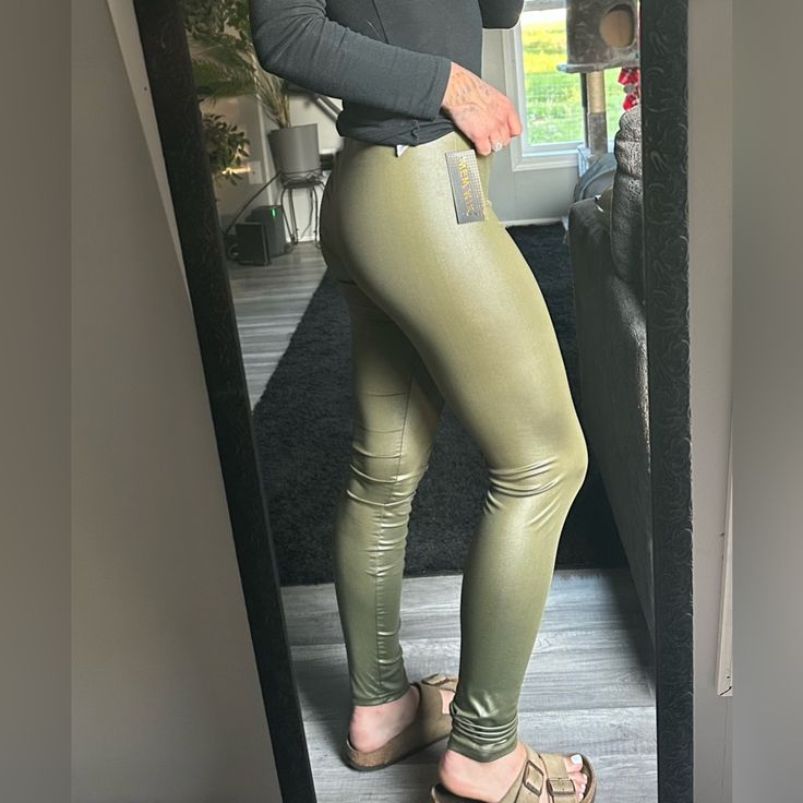 Sage Green Faux Leather Leggings Nwt Mostly Polyester With Spandex Super Comfortable And Stretchy Size Small/Medium Green Forest, Faux Leather Leggings, Leather Leggings, Sage Green, Green Color, Green Colors, Leather Women, Pant Jumpsuit, Pants For Women