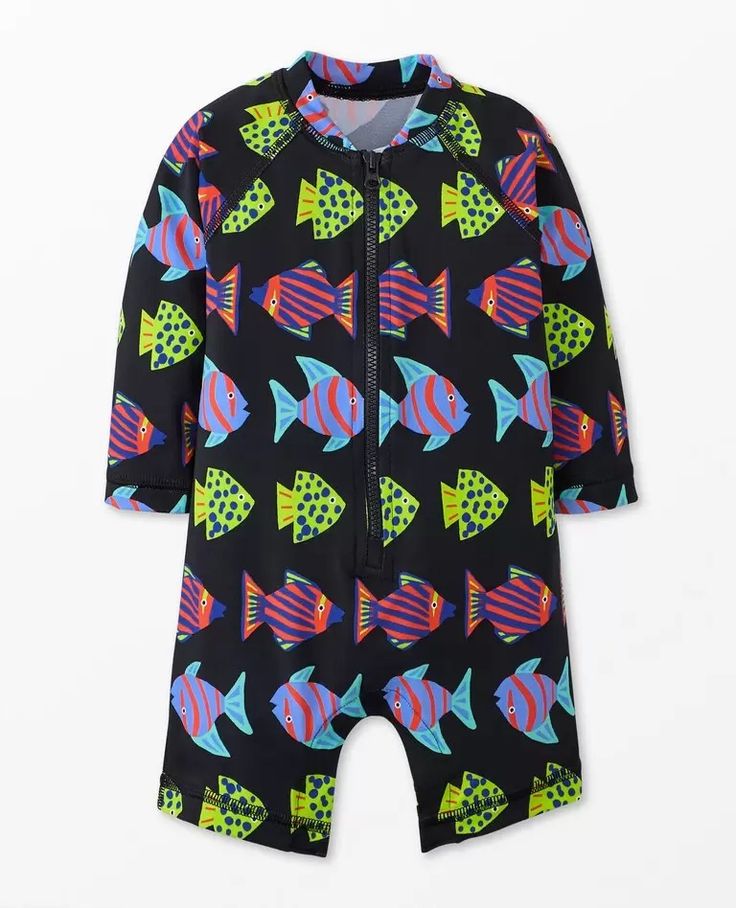 Baby Long Sleeve Rash Guard Swimsuit | Hanna Andersson Playful Swim Trunks For Ocean Activities, Playful Stretch Swimwear With Upf 50+, Long Sleeve Swimwear With Upf 50+ For Play, Playful Swimwear With Upf 50+ For Spring, Playful Swimwear With Upf 50+, Blue Swimwear With Upf 50+ For Playtime, Stretch Swimwear For Summer Playtime, Playful Blue Rash Guard For Pool, Playful Swimwear With Uv Protection For Ocean Activities