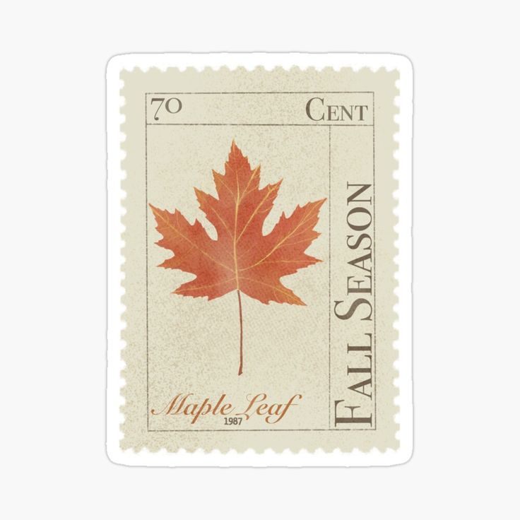 a postage stamp with a maple leaf on it