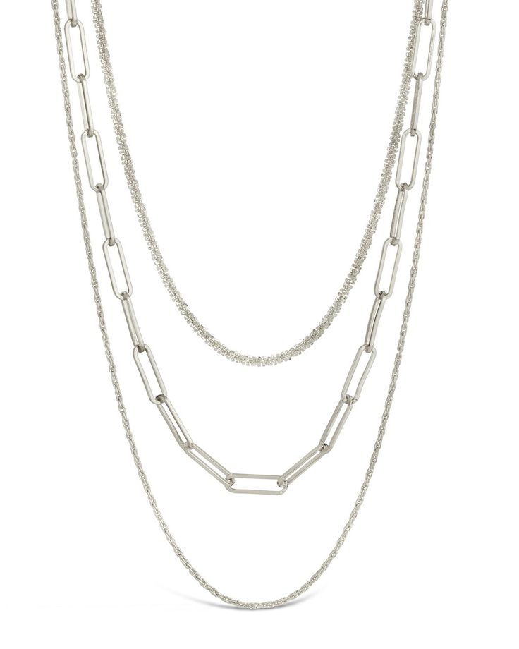 Kori Triple Layered Necklace Necklace Sterling Forever Silver Triple Layer Necklace, Tiny Jewelry, Silver Necklace Simple, Layered Chain Necklace, Layered Chain, Layered Necklaces Silver, Stacked Necklaces, Layered Chains, Necklace Online