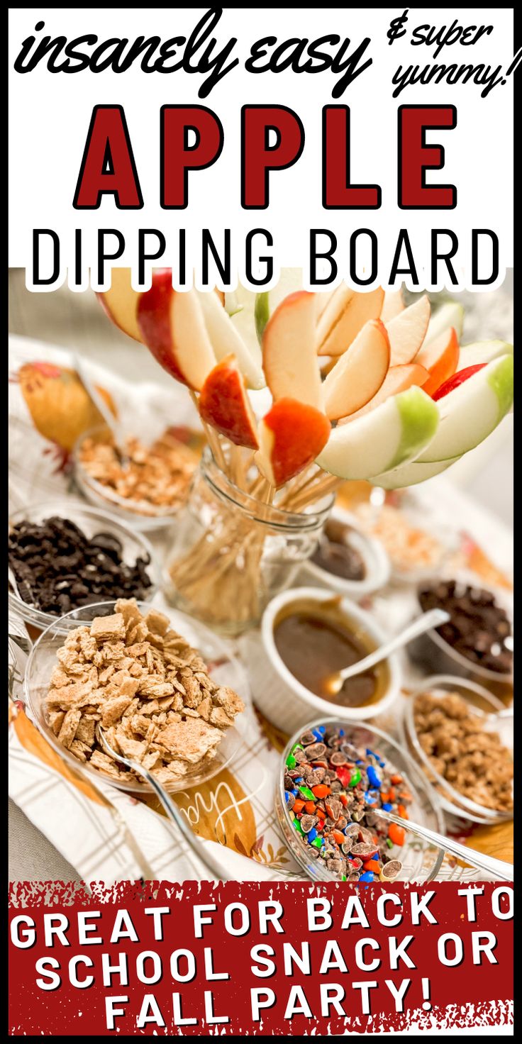 an advertisement for the apple dipping board