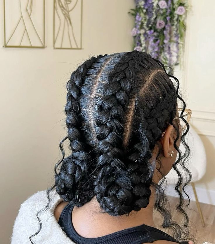 Curly Cornrow Hairstyles, Braided Fishtail Ponytail Black Women, Cornrows For School, Quick Cornrow Hairstyles For Black Women, French Braid Black Women, Goddess Cornrows Buns, Simple Braided Hairstyles Black Women, Butterfly Cornrows, Cornrow With Curls