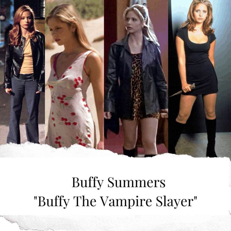 Buffy Summers from Buffy the Vampire Slayer Vampire Slayer Outfits, Buffy The Vampire Slayer Outfits, Buffy Willow, Movie Character Halloween Costumes, Movie Character Halloween, Natural Kibbe, Character Halloween Costumes, Buffy Style, Movies Fashion