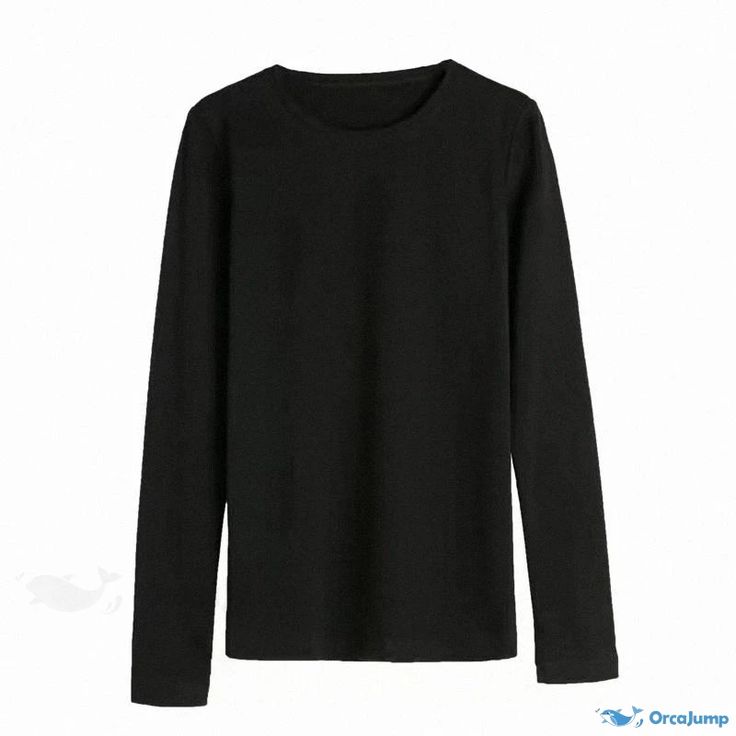 Orcajump - Premium Oversized Long-Sleeve Cotton Base Layer Shirt for Women/Men Basic Black T-shirt For Winter, Black Long Sleeve T-shirt For Fall, Black Crew Neck Long Sleeve Top For Winter, Black Long Sleeve Crew Neck Top For Winter, Black Long Sleeve Winter Shirt, Black Cotton Long Sleeve Tops, Black Long Sleeve Casual Top, Casual Black Long Sleeve Tops, Basic Black Tops For Fall