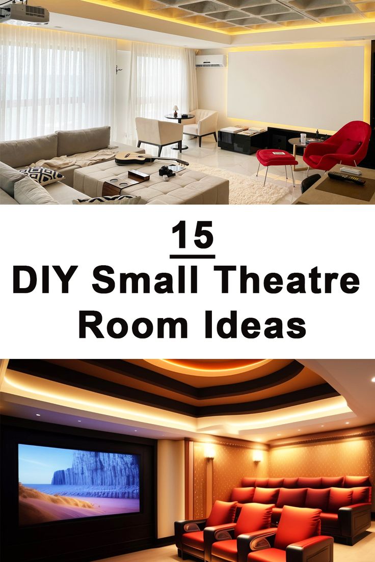 Transform your small space into a cozy home cinema with these 15 DIY small theatre room ideas. From clever seating solutions to creative lighting, these tips will help you create the perfect movie-watching environment without breaking the bank. Whether you’re working with a spare room, basement, or even a closet, these ideas will inspire you to make the most of your space and enjoy a cinematic experience at home. Cozy Home Cinema, Small Cinema Room Ideas, Theater Room Ideas On A Budget, Diy Movie Theater Room, Movie Room Diy, Small Cinema Room, Small Theater Room Ideas, Theater Room Ideas, Small Home Theater Rooms