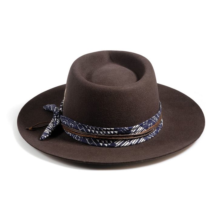 A delightful blend of timeless charm and contemporary style. Crafted with precision, this hat boasts a wide brim adorned with charming ribbon knots, making it the perfect accessory for those who appreciate classic elegance with a touch of sophistication. Australian Wool Felt Soft and Floral Ribbon Lining Tie-dye ribbon knot with Vintage Charm Includes two (free) size reducers to achieve a perfect fit (valued at $10) Elegant Adjustable Panama Hat For Fall, Chic Brown Brimmed Boater Hat, Elegant Brown Hat Bands For Beach, Chic Brown Short Brim Boater Hat, Elegant Flat Brim Hat Band For Country Events, Chic Brown Boater Hat With Short Brim, Chic Adjustable Felt Hat With Short Brim, Chic Adjustable Brown Fedora, Elegant Panama Hat With Flat Brim For Country Events