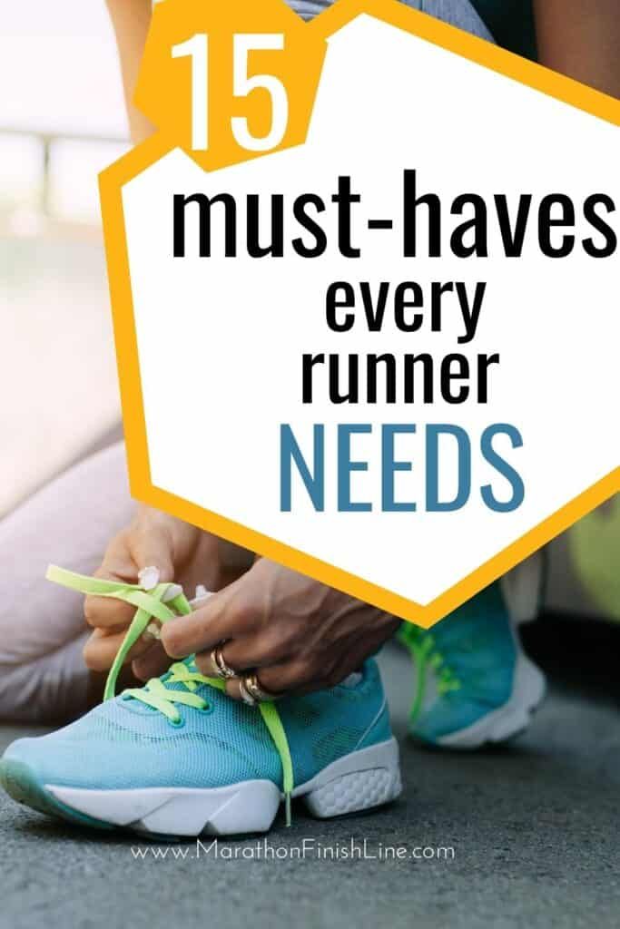 woman's hands tying running shoes with text 15 must haves every runner needs Amazon Running Essentials, Marathon Must Haves, Core For Runners, Running Accessories For Women, Running Must Haves, Runner Essentials, Running Essentials For Women, Running Necessities, Runner Recovery