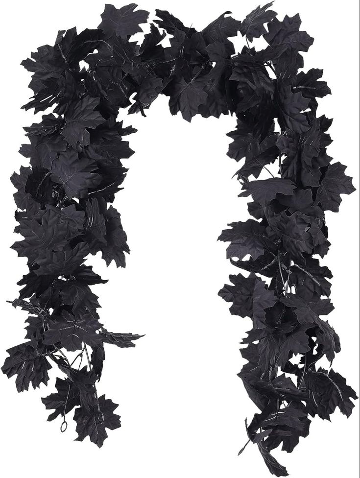 black leaves are arranged in the shape of an arch