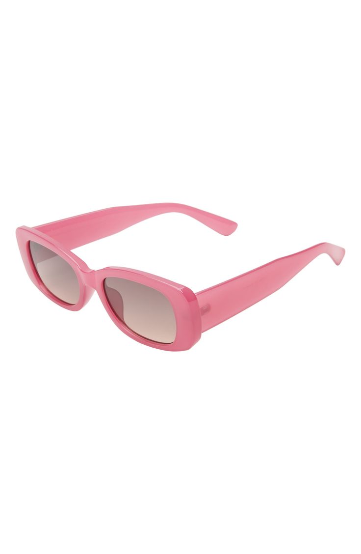 Thick rectangular frames maximize the mod style of these statement-making sunglasses. 52mm lens width; 16mm bridge width; 142mm temple length 100% UV protection Plastic Imported Not available for sale and shipment to Germany Pink Rectangular Sunglasses With Uv Protection, Pink Rectangular Sunglasses With Gradient Lenses, Pink Rectangular Polarized Sunglasses, Rectangular Plastic Sunglasses With Tinted Lenses, Rectangular Sunglasses With Mirrored Lenses, Making Sunglasses, Mod Style, The Mod, Rectangular Sunglasses