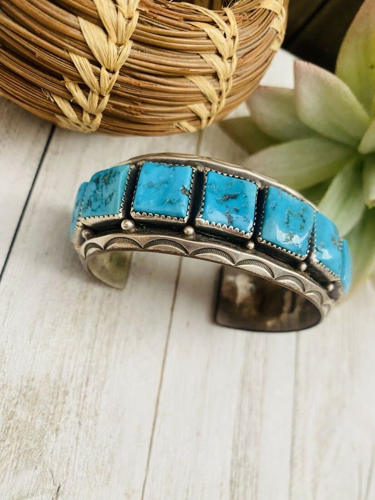 Acdc Angus, Silver Smithing, Turquoise Bracelets, Beautiful Stones, Navajo Turquoise, Bracelet Style, Color Turquoise, Sterling Jewelry, Sterling Silver Cuff Bracelet