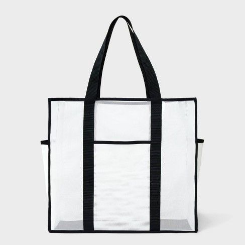 Mesh Tote Handbag - Shade & Shore™ Pink/Striped Mesh Design, Tote Handbag, Pink Stripes, Tote Handbags, Fitness Fashion, White Black, White And Black, Target, Drive