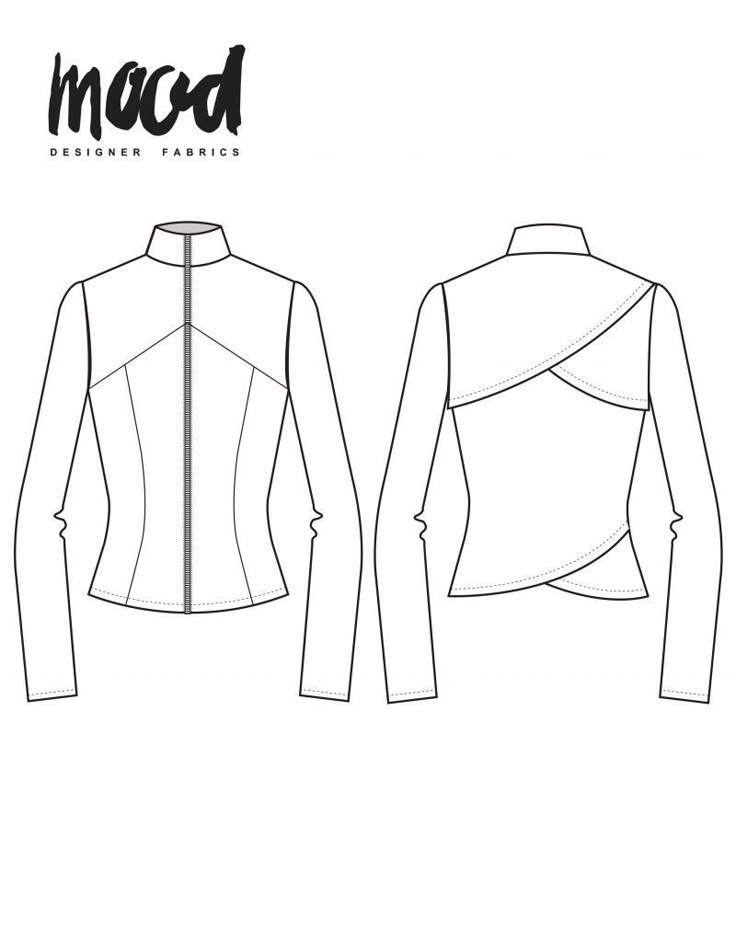 the sewing pattern for a cropped jacket with long sleeves and an asymmetrical collar