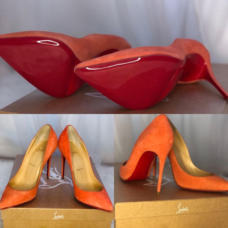 New Christian Louboutin Suede Pump “Kate” 100mm Never Worn. Size 36 (6) Signature Red Leather Sole Made In Italy Great Condition. Beautiful Color. Will Take Offers ! Luxury Orange Pointed Toe Heels, Designer Orange Pointed Toe Heels, Luxury Orange Heels With Pointed Toe, Designer Orange Heels With Pointed Toe, Kate Louboutin, So Kate Louboutin, Blue Suede Pumps, Snake Heels, Christian Louboutin Pigalle