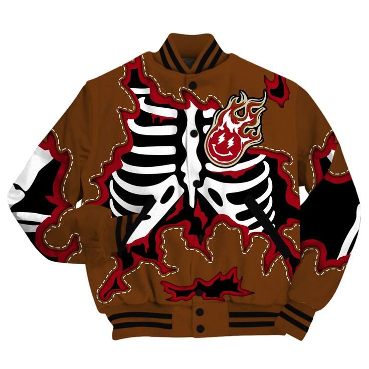 Brand Dunkare Archaeo Brown 5s Shirt Skeleton Smiley Face All Over Print Baseball Varsity Jacket Varsity Jacket Men, Baseball Varsity Jacket, Smiley Face, All Over Print, Smiley, Varsity Jacket, Skeleton, Mens Jackets, Nice Dresses