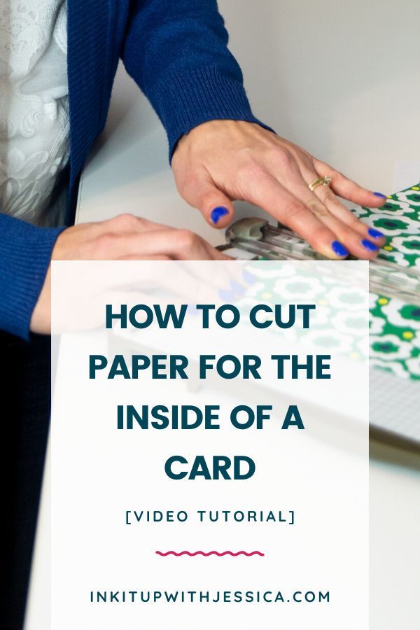 a woman is cutting paper for a card with the words how to cut paper for the inside of a card