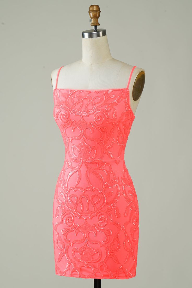 Homecoming Dresses Cocktail, Peach Hoco Dresses, Hoco Dresses Light Pink, Coral Hoco Dress, Bright Hoco Dresses, Coral Hoco Dresses, Neon Homecoming Dresses, Pink Hoco Dress Short, Light Coral Dress