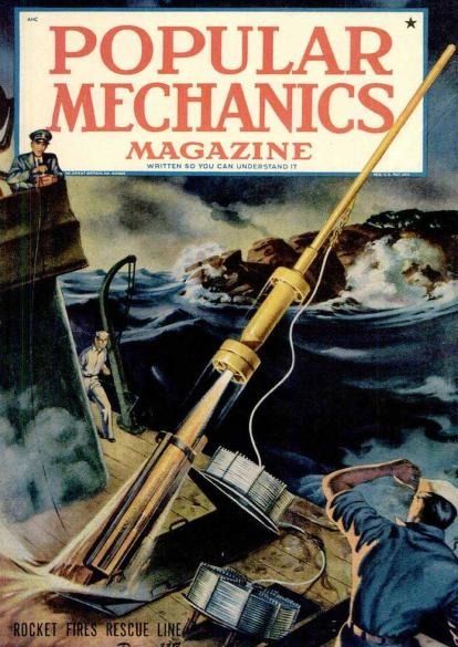 the cover of popular mechanics magazine, featuring an image of a man on a boat