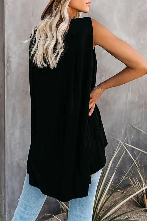 Basic Solid Top T-shirt Casual Blouse Shirts, Irregular Hem, Trendy Fashion Outfits, Style Upgrade, Tunic Tank Tops, Flowy Tank Tops, Summer Blouses, Sleeveless Tunic, Summer Tank Tops