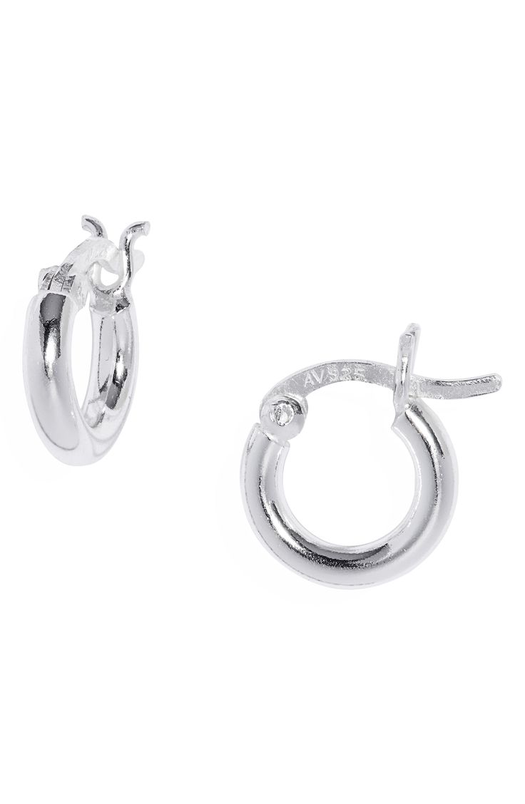 Available in sterling silver or 14-karat gold-plated sterling silver, these dainty hoop earrings are the perfect accessory for any occasion. Style Name:Argento Vivo Sterling Silver Small Hoop Earrings. Style Number: 6224951. Classic Huggie Earrings With Spring Ring Clasp For Anniversary, Classic Small Hoop Sterling Silver Earrings, Classic Nickel-free Huggie Earrings For Anniversary, Nickel-free Elegant Huggie Earrings, Classic Sterling Silver Huggie Earrings With Spring Ring Clasp, Sterling Silver Clasp Small Hoop Jewelry For Everyday, Elegant Sterling Silver Clasp Hoop Earrings For Everyday, Elegant Hoop Earrings With Sterling Silver Clasp For Everyday, Classic Silver Small Hoop Huggie Earrings