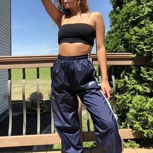 Baggy Track Pants Outfit, Adidas Baggy Pants, Windbreaker Pants Outfit, Wide Leg Track Pants, Baggy Track Pants, Swishy Pants, Pink Clothes, Shell Suit, Button Pants