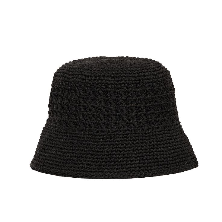 The Sak Lanie Bucket Hat - |Hand Crochet - Black| Black Straw Bucket Hat For Spring, Casual Knit Beach Hats, Casual Handwoven Crochet Hat With Curved Brim, Casual Handwoven Brimmed Crochet Hat, Casual Brimmed Handwoven Crochet Hat, Casual Brimmed Crochet Hat Handwoven, Casual Crochet Knit Hat For Spring, Summer Black Handwoven Sun Hat, Knit Beach Hats