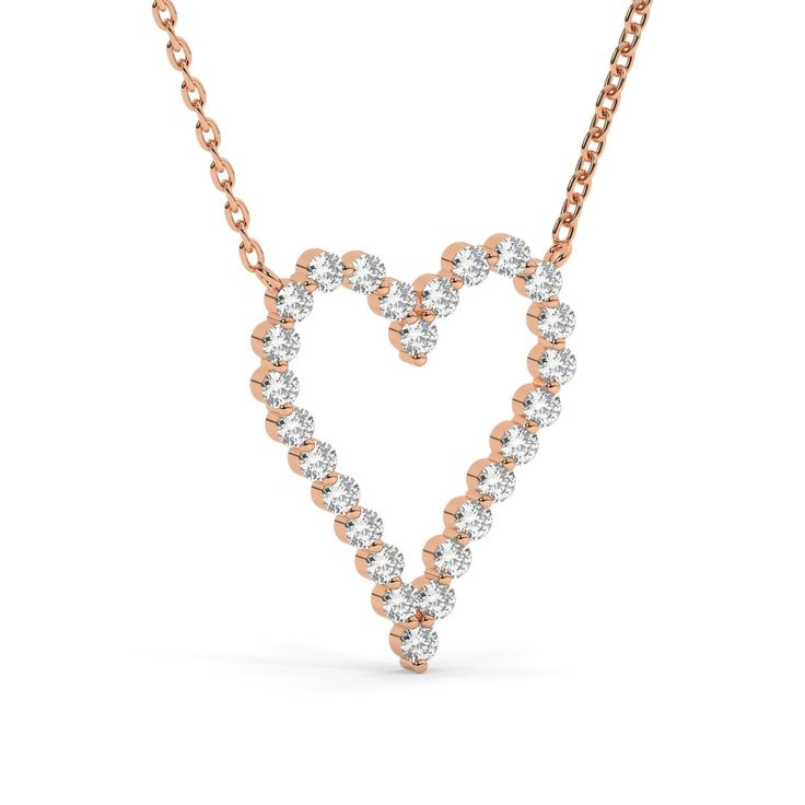 Celebrate love with our stunning Diamond Heart Necklace. Crafted in 14k gold, this exquisite piece is perfect for layering or wearing alone. It makes a thoughtful gift for birthdays, graduations, anniversaries, or as a bridal gift. Embrace the timeless beauty of this elegant necklace and order now to make hearts sparkle! This is the perfect gift for mom, wife, fiancee, girlfriend, valentine, daughter, family or friend. It is a special gift for mother's day, valentine's day, wedding, anniversary, 14k Gold Heart Pendant Diamond Necklace For Anniversary, Valentine's Day Wedding Heart Necklace With Brilliant Cut, Elegant Heart Shaped Necklace With Prong Setting, Wedding Heart Necklace In Prong Setting, Wedding Heart Necklace With Prong Setting, Heart Cut Necklace For Anniversary On Valentine's Day, Formal Heart Cut Rose Gold Necklace, Heart Cut Necklaces For Valentine's Day Anniversary, Yellow Gold Heart Cut Diamond Necklace For Wedding