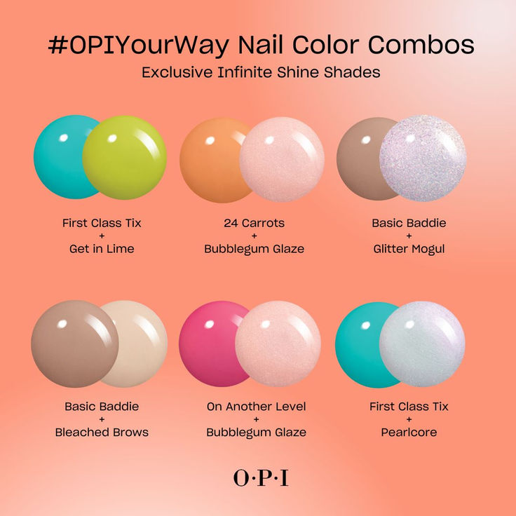 Put a spring in your step with these fresh mani pedi combos using our new #OPIYourWay spring collection. 🌸☀️🦋🍃

Swipe for exclusive Infinite Shine styles. ▶️ Which mani pedi duo do you love? Manicure Pedicure Colors Combinations, Opi Mani Pedi Combos Summer, Spring Mani Pedi Combos Ideas, Beach Mani Pedi Color Combos, Summer Mani Pedi Combos 2024, Mani Pedi Color Combos Summer 2024, Pink Nail Combo, Mani Pedi Combos Summer 2020, Spring Mani Pedi