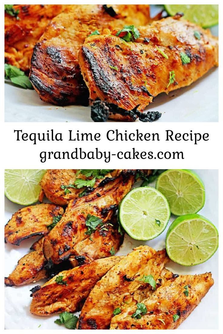 grilled chicken with limes and cilantro garnishes on the side