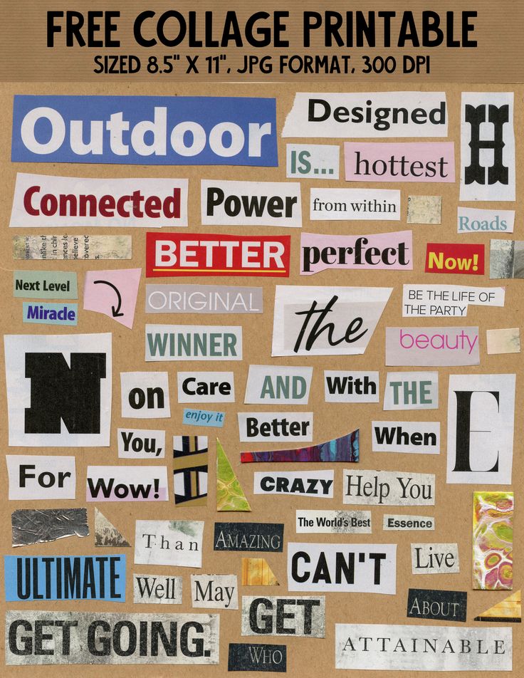 a bulletin board covered in different types of stickers and words that read, free collage printable