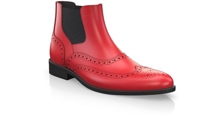 Men`s Brogue Ankle Boots are handcrafted by individual order. Upper material is made by leather. Insole and lining materials - textile. Your new shoes will be handcrafted especially for you and delivered for free to your home or office in 1-2 weeks. Included option for free return and remake if the shoes do not fit.Only now all this is available at an exclusive price of $225.00.Proceed with you order now. Classic Red Boots For Formal Occasions, Classic Red Boots With Leather Lining, Classic Boots With Red Sole And Round Toe, Red Leather Shoes With Pointed Toe And Rubber Sole, Red Sole Round Toe Boots For Galas, Red Sole Boots With Round Toe For Galas, Round Toe Boots With Red Sole For Galas, Classic Pointed Toe Boots With Red Sole, Red Leather Casual Business Shoes