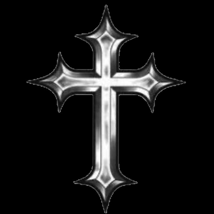 a silver cross on a black background