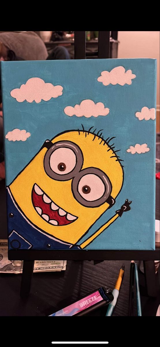 a painting of a cartoon character on a canvas