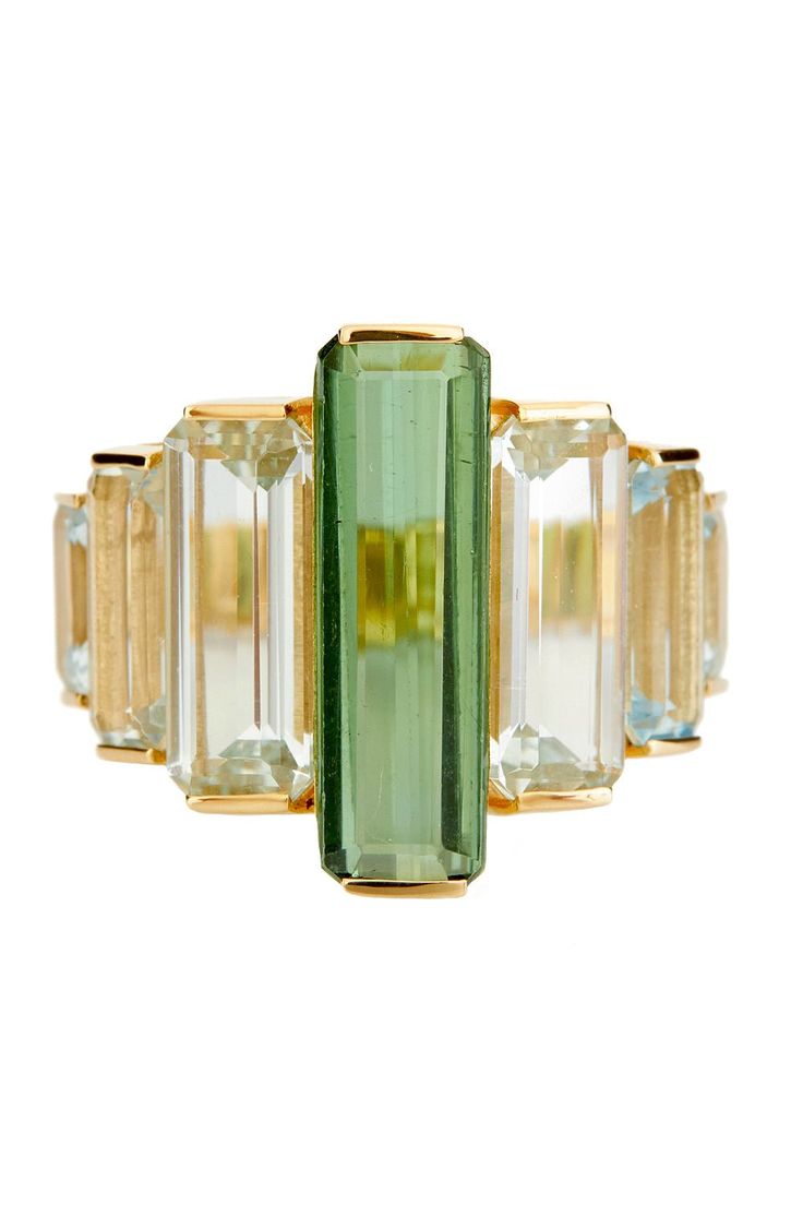 YI COLLECTION-Rythym Ring-YELLOW GOLD Yi Collection, Spirit Finger, Bling Things, Larger Than Life, Discount Jewelry, Aqua Marine, Aquamarine Rings, Tourmaline Ring, Fine Jewels