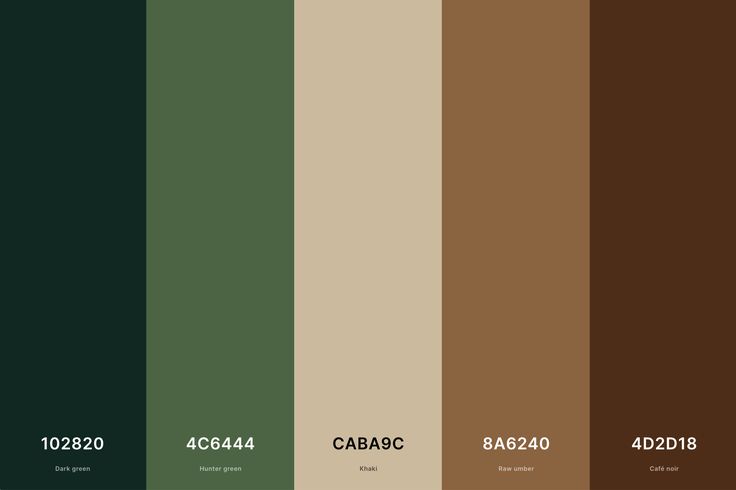 the color palette is brown, green, and beige with some dark colors on it