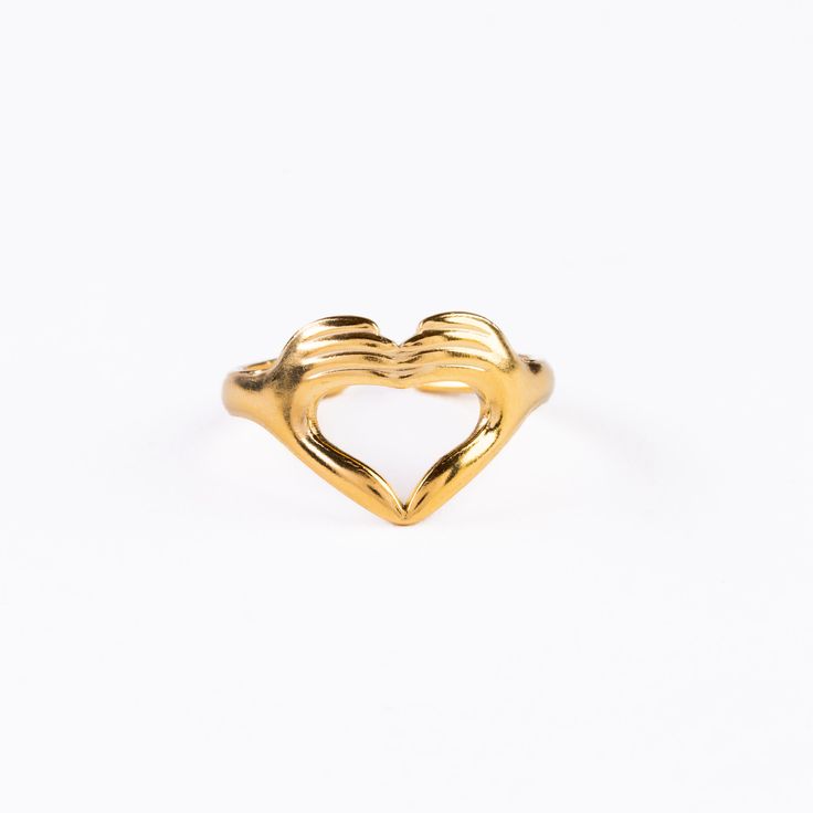 Description Stainless Steel Ring Material Stainless steel Size Adjustable Colors Gold Metal Rings For Anniversary On Valentine's Day, Metal Open Heart Ring Gift, Open Heart Ring Metal Gift, Heart-shaped Open Ring Metal Gift, Heart Shaped Open Ring As Gift, Heart-shaped Open Ring As Gift, Elegant Heart Shaped Metal Rings, Elegant Heart-shaped Metal Rings, Adjustable Heart-shaped Metal Ring