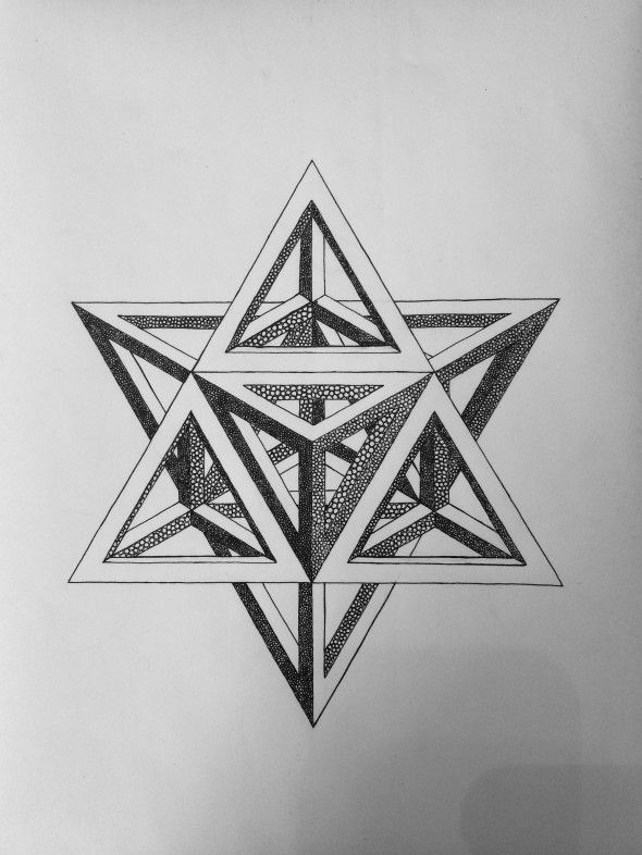 a pen drawing of an inverted triangle