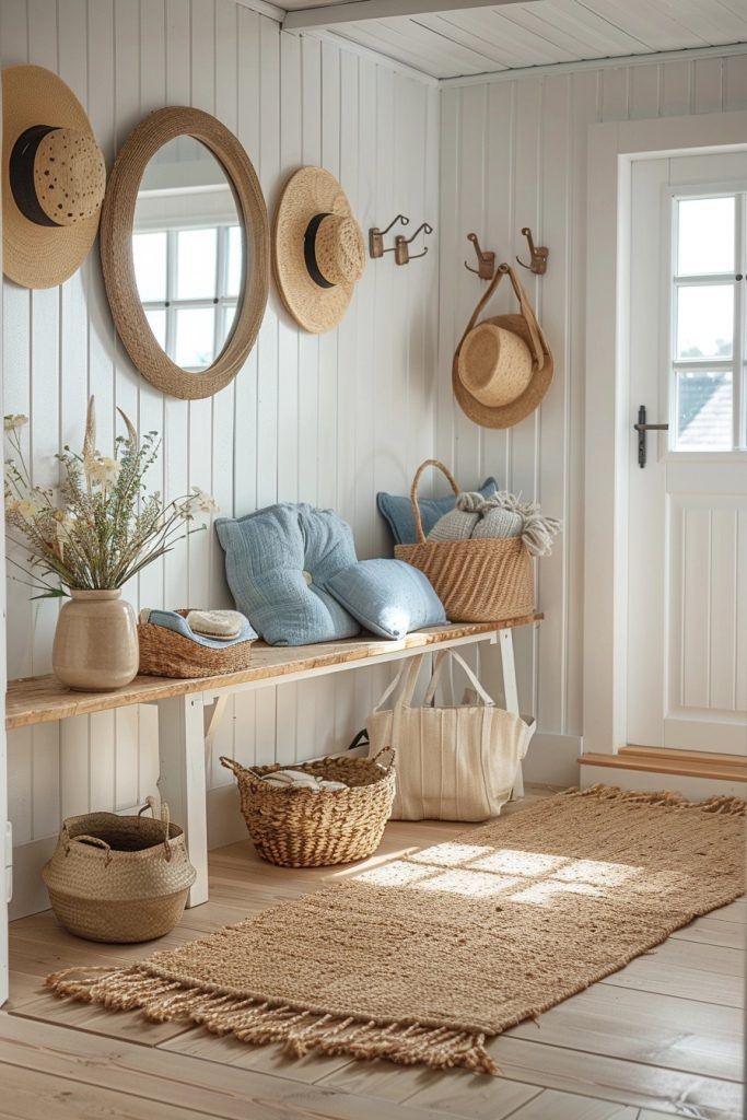 a room filled with lots of different types of hats and baskets on top of it