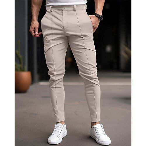 Season:Spring   Fall; Fabric:30% Cotton; Gender:Men's; Style:Casual,Classic Style,Fashion; Elasticity:Micro-elastic; Occasion:Formal,Party,Daily,Work,Business; Fit Type:Regular Fit; Function:Comfort; Waistline:Mid Waist; Pattern:Plaid; Design:Buttons,Pocket; Pants Type:Dress Pants,Chinos,Trousers; Fly Type:Zipper,Button; Front page:FF; Listing Date:07/05/2024; Production mode:External procurement; Hips:; Length:; Waist: Fitted Casual Dress Pants Solid Color, Fitted Casual Dress Pants In Solid Color, Fitted Solid Color Dress Trousers, Solid Color Fitted Dress Pants, Casual Slim Fit Solid Color Bottoms, Slim Fit Solid Color Summer Pants, Casual Solid Color Slim Fit Bottoms, Slim Fit Solid Pants For Summer, Slim Fit Summer Pants