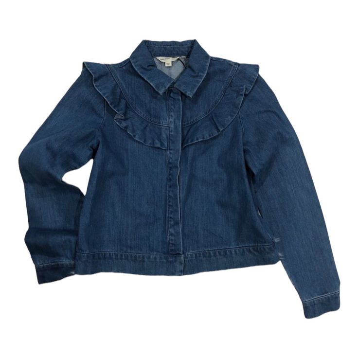 Vero Moda Women's Ruffle Long Sleeve Blue Denim Jean Jacket Size S Small New Nwt Nwt | Size: Small | Color: Blue Item Id: Cb100-00 Dark Wash Collared Top For Fall, Trendy Ruffled Denim Top For Fall, Denim Tops For Workwear In Fall, Chic Long Sleeve Denim Top For Fall, Denim Blue Tops For Workwear In Fall, Fall Denim Tops For Workwear, Denim Blue Tops For Work In Fall, Winter Dark Wash Tops, Dark Wash Long Sleeve Winter Top