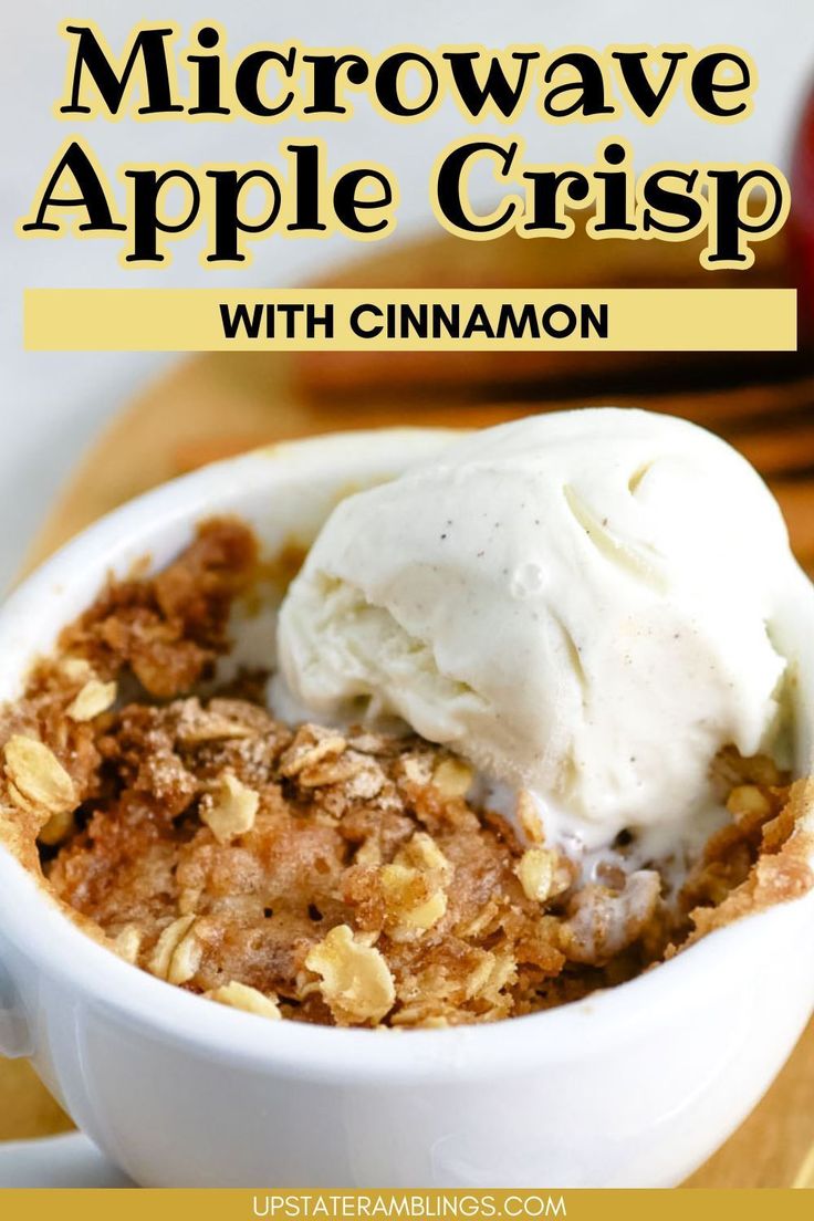 Microwave Apple Crisp Single Apple Crumble, Ramekin Apple Crisp, Apple Crisp In A Cup Recipe, 10 Minute Apple Crisp, Single Serving Apple Crisp Microwave, Mug Apple Crumble, Apple Oatmeal Microwave, Apple Crisp Microwave Recipe, Mug Apple Crisp Microwave