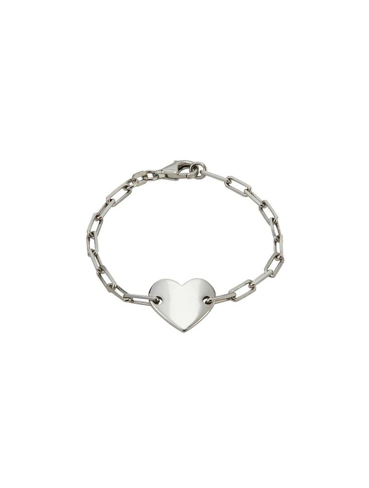 Classic Everyday Heart Charm Bracelet, Classic Heart Charm Bracelet In White Gold, Classic Everyday Bracelets With Heart Charm, Classic White Gold Heart Bracelet, Classic White Gold Heart Bracelets, White Gold Classic Heart Charm Bracelet, Classic Heart Shaped White Gold Bracelet, Minimalist Heart-shaped Promise Bracelets, Classic White Gold Heart Bracelet As Gift