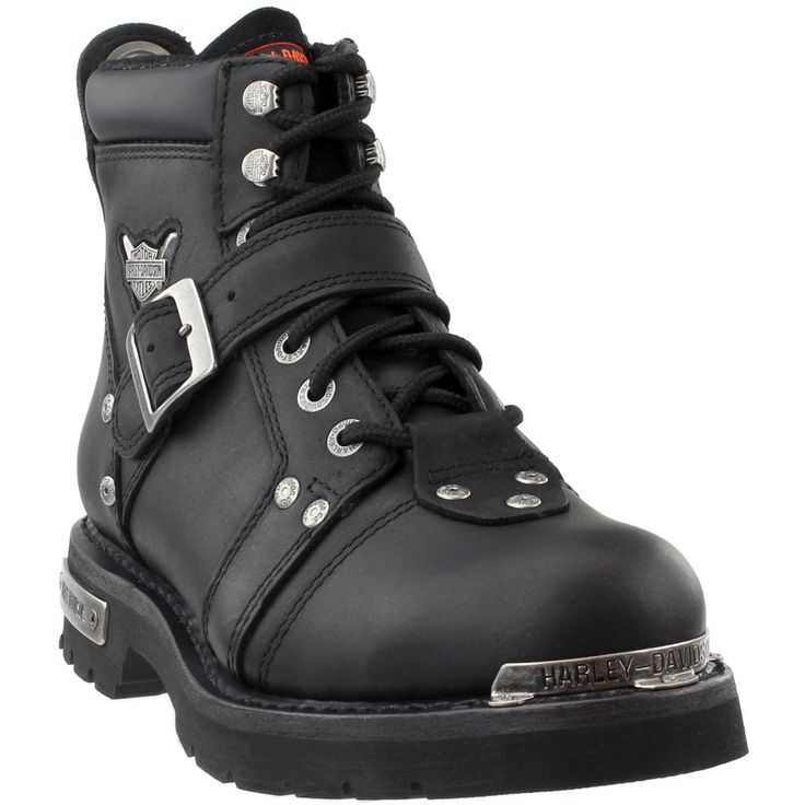 Harley-Davidson Footwear Brake Buckle Motorcycle Boots Black Mens Motorcycle Boots Biker Boots With Steel Toe For Outdoor, Biker Style Steel Toe Boots For Outdoor, Rugged Moto Boots With Steel Toe, Biker Boots With Reinforced Toe For Outdoor, Biker Work Boots With Reinforced Toe For Outdoor, Biker Style Work Boots With Reinforced Toe For Outdoor, Classic High-top Moto Boots For Outdoor, Black Riding Boots With Reinforced Toe, Biker Style Waterproof Boots With Steel Toe