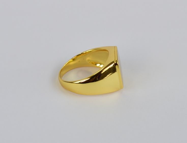 This listing is for 14k Gold Filled signet ring the base metal is 925 sterling silver. this is a timeless classic that goes with just about any look and will look great both on man and woman. What is Gold Fill? It's an actual layer of gold-pressure bonded to another metal. Gold filled is not to be confused with gold plating as filled literally has 100% more gold than gold plating. Gold filled is much more valuable and tarnish resistant. It does not flake off, rub off or turn colors. As a matter Classic Gold Enamel Promise Ring, Gold Signet Ring With Polished Edges For Gift, Gold Enamel Ring With Polished Finish For Wedding, Gold Enamel Ring With Polished Finish, 14k Gold Enamel Ring With Polished Finish As Gift, 14k Gold Enamel Ring With Polished Finish For Gifts, Gold Signet Ring With Polished Edges, Polished Open Ring Jewelry For Gifts, Gold 14k Hallmarked Enamel Ring