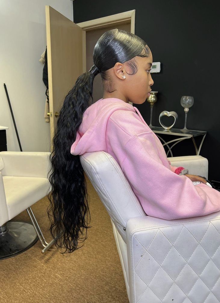 Double Frontal Ponytail Updo, Middle Part Sleek Ponytail Weave, Low Curly Ponytail Weave, Middle Part Slick Back Ponytail Weave, Frontal Ponytail Updo, Slick Back Curly Ponytail, High Curly Ponytail Weave, V Part Slick Back Ponytail, Double Frontal Ponytail