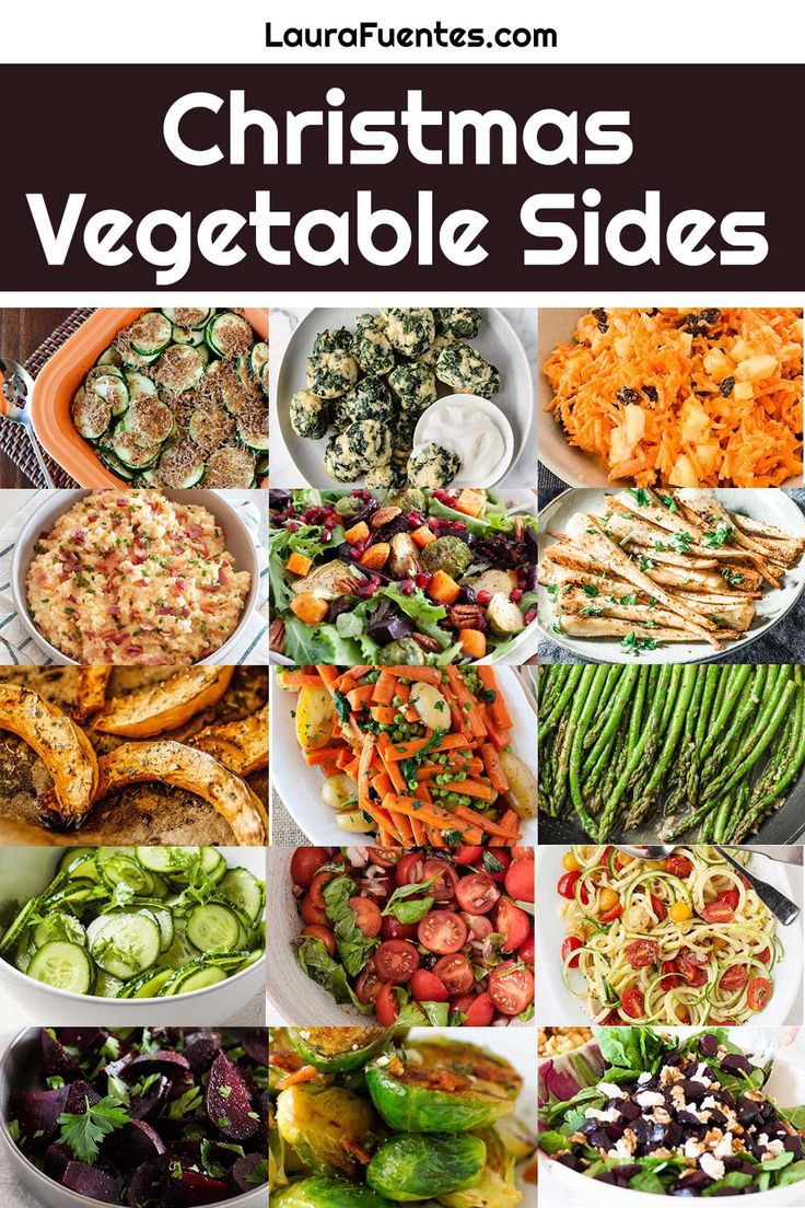 christmas vegetable sides collage with text overlay